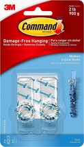 Command Clear Medium Crystal Hooks 2 lb Damage Free 2 Knob Hooks 3 Strips - 1 PK - £6.77 GBP