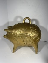 Vintage Gold Tone Ceramic Pig Piggy Bank Made In México Large 16” RARE - £61.57 GBP