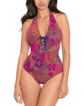 $144 Skinny Dippers Tangerang Sirena Lace Up Cheeky Booty One Piece Red Size XL - £41.01 GBP