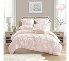 Swift Home Charming Ruched Pintuck Rosette Duvet Cover Set Twin XL T4103396 - £43.48 GBP