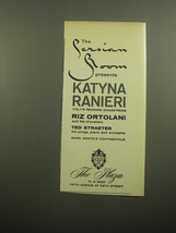 1960 The Plaza Hotel Ad - The Persian Room presents Katyna Ranieri - $14.99