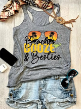 Sunglasses &amp; Letter Print Tank Top, Casual Scoop Neck Sleeveless Size Me... - $13.98