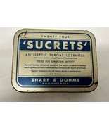 Vintage &quot;SUCRETS&quot; metal tin; sharp &amp; dohme pre trademark w quotes - $11.48 CAD