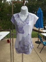 Inc Gorgeous Purple&amp;White Floral Tee S - £7.81 GBP