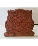 Vintage 70s Wooden Owl Napkin Letter Mail Holder Kitsch Kitchen Office D... - £16.11 GBP