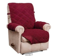 Hudson Reversible Sherpa Recliner Slipcover Burgundy Patterned 100% Poly... - $30.39