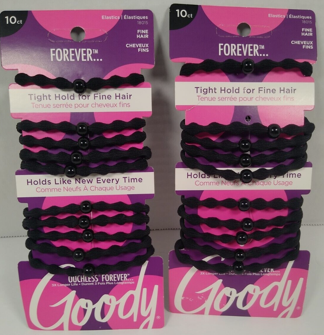 Primary image for Lot of 2 Goody Forever Ouchless Elastic Fine Hair Tie - 10 Count Black