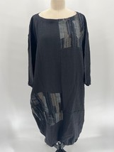 NWT Dogstar Midi Dress Sz M Black Linen Patchwork Oversized Boro Japanese - £115.12 GBP