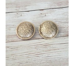 Vintage Clip On Earrings - Aged Gold Tone Textured Circle - $7.99