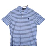 Polo Ralph Lauren Men&#39;s L Blue Striped Polo Shirt Navy Pony Logo Custom ... - $401.54 MXN