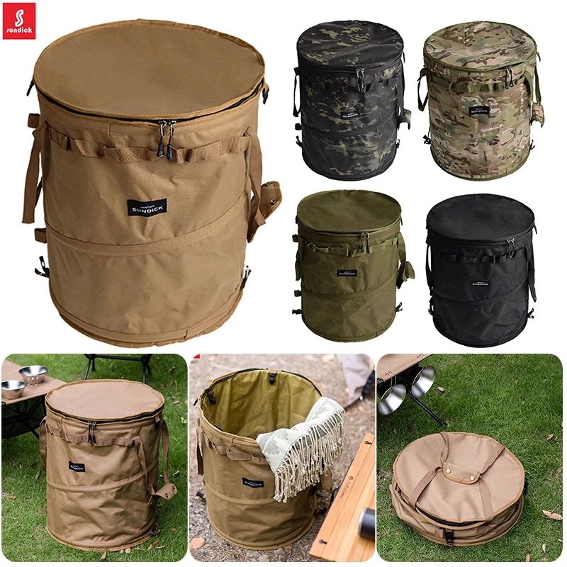 62L Camping Storage Bag Folding Round Basket Large Capacity Picnic Spring - £16.56 GBP+