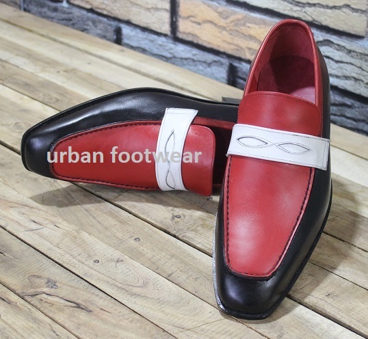 New Mens Handmade Shoes Two Tone Leather Formal Slip On Moccasins Loafer Boots