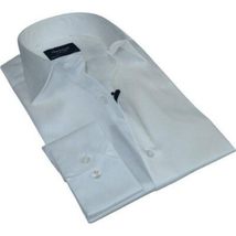 Men 100% Sateen Cotton Shirt Manschett Quesste Turkey Slim Fit 4010-02 White image 4