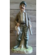 Homco ~  &quot;Man Duck Hunting&quot; ~ 8&quot; Tall Bisque Porcelain Figurine ~ Japan - £20.60 GBP