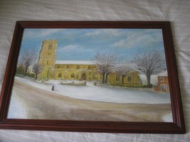 Oil on hardboard landscape painting with frame - $48.92