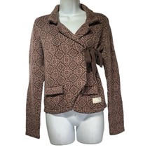 ODD MOLLY 233 Brown Pink Geometric Lambswool Cardigan Womens Size 1 - £31.41 GBP