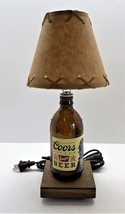 Coors Golden Beer Bottle Candelabra TABLE LAMP Bar Light with Laced SHADE &amp; Bulb - $46.07