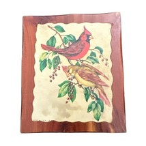 Cardinal Birds VTG Print Mounted on Wood Plaque Lacquered Home Decor BOH... - £7.76 GBP