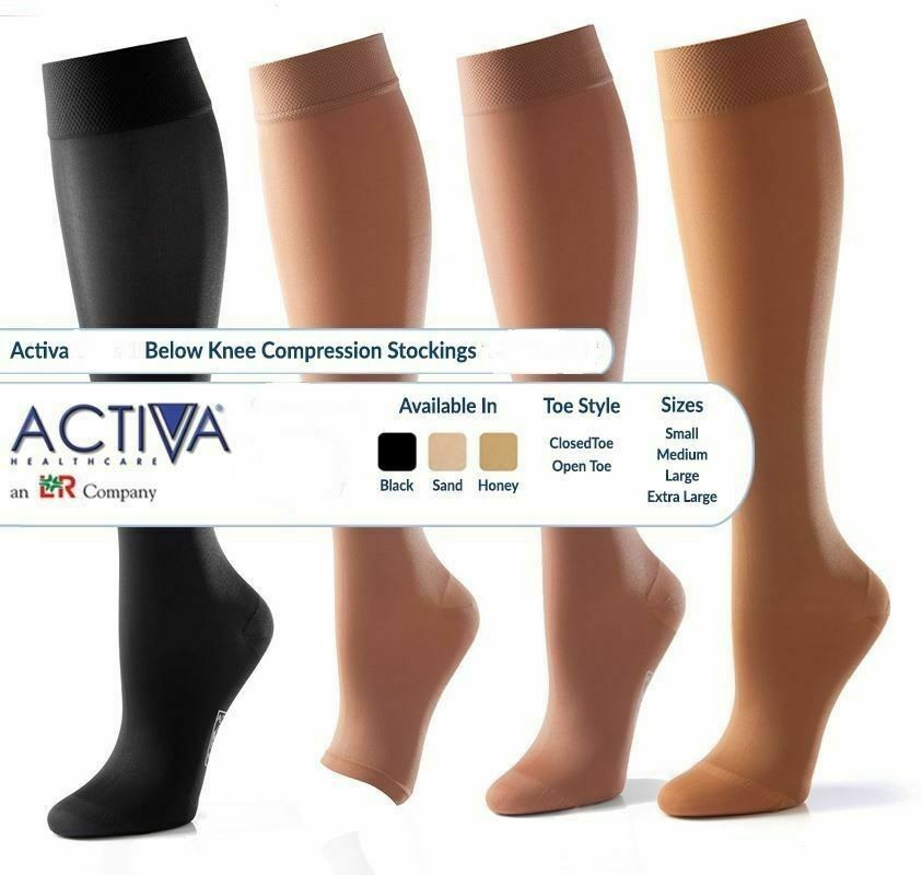 Activa Class 1 Below Knee Compression Support Stockings Open or Closed Toe