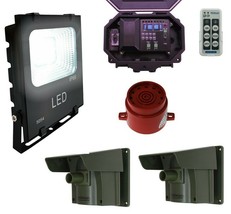Floodlight &amp; Adj Siren Long Range Wireless Driveway Alarm &amp; Outdoor Receiver - £299.17 GBP