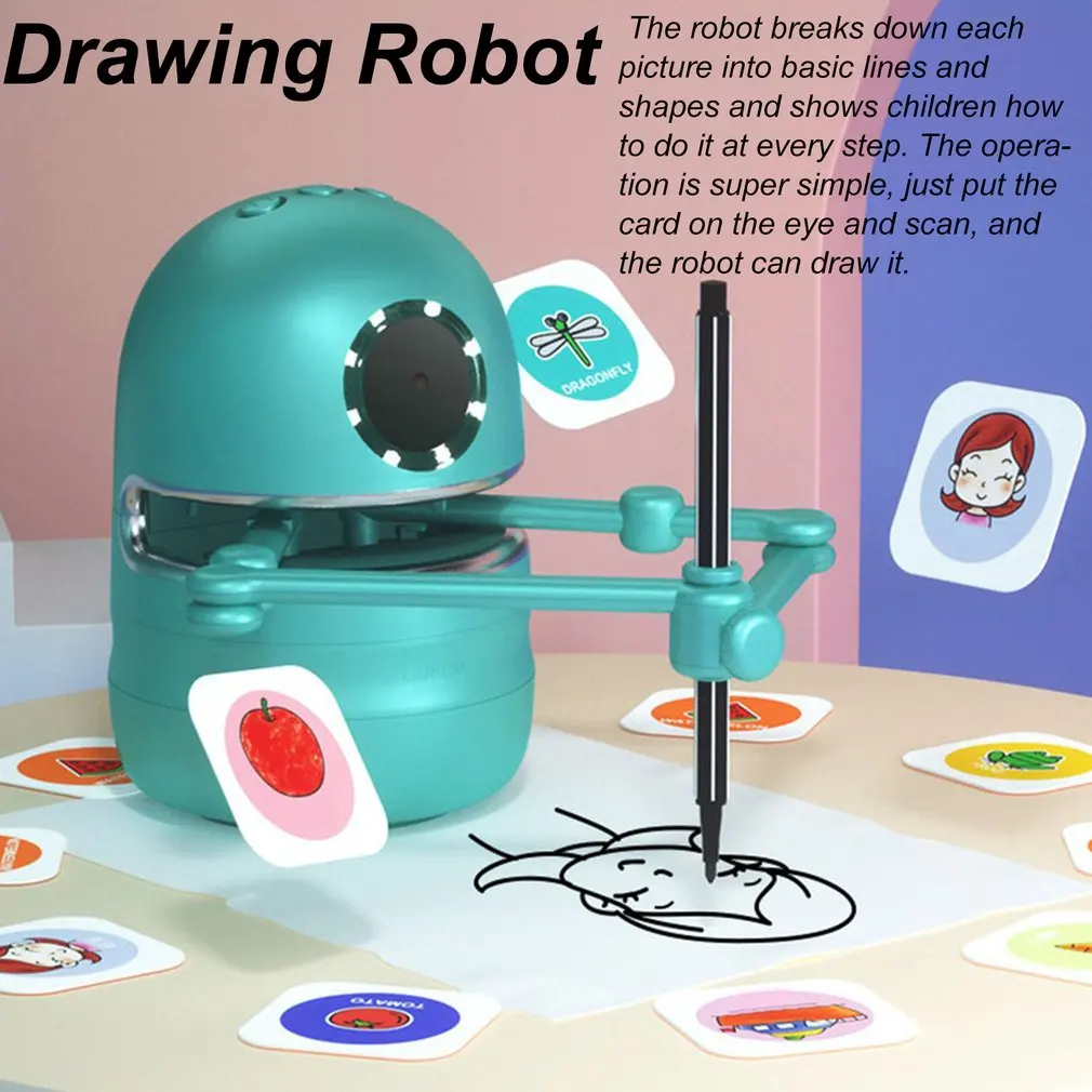 Painting Robots Learning Educational Art Toys Birthday Gift Automatic ABS Bottom - £90.45 GBP+