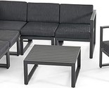 Christopher Knight Home Quick Outdoor Aluminum 6 Seater Sofa Set, Black ... - $1,910.99