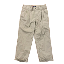 Chaps Khaki Pleated Cuffed Cotton Pants Mens 34x28 inches - £13.58 GBP