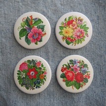 Floral Bouquet 2.25 inch Large Fridge Button Magnets Set of 4 #1 Matte F... - $10.00