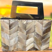 Mad Bags Shell Purse Handbag White Brown Horn Tortoise Mother Pearl Herr... - $24.87