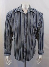 Weir Golf Blue Gray Striped Men&#39;s Long Sleeve Button Up Cotton Shirt Size L - £7.00 GBP