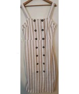New Max Studio Beige Striped Maxi Dress Womens Size 9 Boho Natural Butto... - $25.52 CAD
