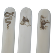 3 Pieces Beautiful Engraving Work   Bone Folder , Rabbit in Forest, Wolf Cry,ang - £15.99 GBP