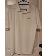 Under Armour Polo Shirt Mens Sz L Solid White Short Sleeve Loose Adult H... - $17.46