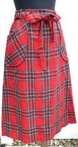VTG 70s Mr. Stanley Red Tartan Plaid Wrap skirt School Girly Big Pockets... - $1,138.46 MXN