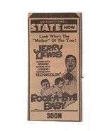 VINTAGE 1958 Rock a Bye Baby Newspaper Advertisement Jerry Lewis - £15.48 GBP