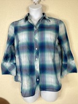 Liz &amp; Co. Womens Size XL Blue Plaid Button Up Shirt Long Sleeve Cotton - £6.05 GBP