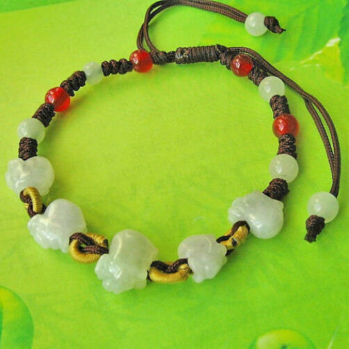 Delicately Carved 5 Top Grade Jadeite Jade Big Vivid Wealth Pig Beaded B... - $6.26