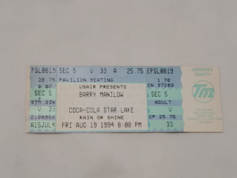 VINTAGE Aug 19 1994 Barry Manilow Pittsburgh Star Lake Concert Ticket - $19.79