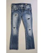 Silver Jeans Womens 27  Boot Cut Low Rise Distressed Denim Stretch Pione... - $28.16