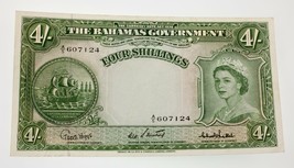 1953 Bahamas 4 Shillings Note in XF Condition P #13 - $261.89