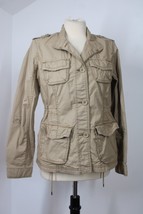 Eddie Bauer S Brown Ripstop Cotton Cargo Utility Jacket Pockets Cinch Waist - £23.85 GBP