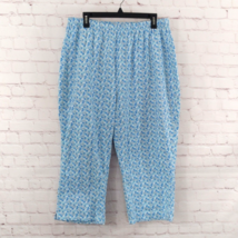 St Johns Bay Pants Womens 2X Blue Floral Cropped Pull On Capri Casual Co... - $19.99