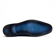 Genuine Ostrich Leg Double Monk Strap Shoes Napoli Electric Blue image 3