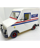 Handcrafted Carved Wooden USPS PRIORITY MAIL Truck Wheels Move 13”x7”x5” - £29.06 GBP