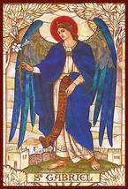 Archangel Gabriel –8.5x11&quot; based on a Vintage Stained Glass Window – Art Nouveau - £9.47 GBP+
