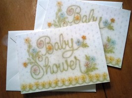 Mid Century 2 Hallmark Baby Shower Invitations Blank Cards 1960s - $0.99