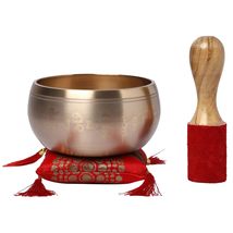  Metal Tibetan Buddhist Singing Bowl Musical Instrument for Meditation with Stic - £38.15 GBP