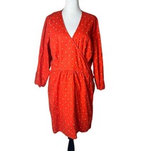 Old Navy Womens Size XXL Wrap Dress Ditsy Floral Print Orange 3/4 Sleeve - $17.81