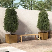 Garden Planter Set of 2 Honey brown Solid pinewood - $273.26 CAD