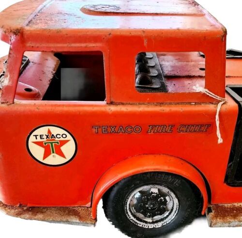 C1960s Texaco Oil Firetruck Buddy L Fire Chief Metal XL Toy Collectible ... - $179.99